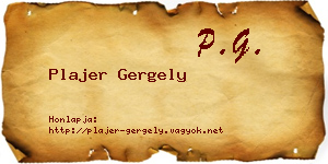 Plajer Gergely névjegykártya